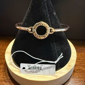NWT Coach Open Circle Bangle Rose Gold Bracelet Logo